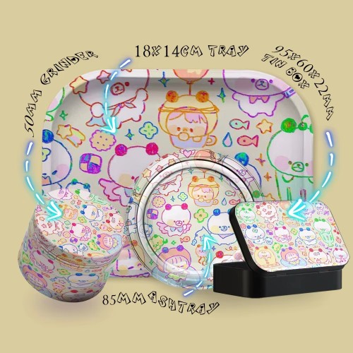 Hot Sale Customized Logo Smoking Set Tobacco Accessories Kit Smoking Kit Rolling Tray Grinder Jar Set