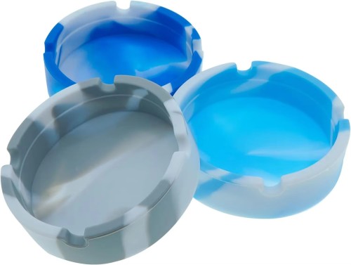 Customized Logo Spill Proof Silicone Round Square Cigar Ashtray Heat Resistance Tie-Dye Rubber Cigarette Ash Tray