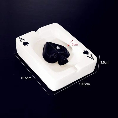 Custom Modern Portable Outdoor Ashtrays Creative Poker Decoration Gift Ceramic Cigar Ashtray