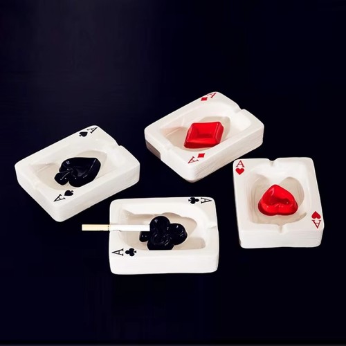 Custom Modern Portable Outdoor Ashtrays Creative Poker Decoration Gift Ceramic Cigar Ashtray