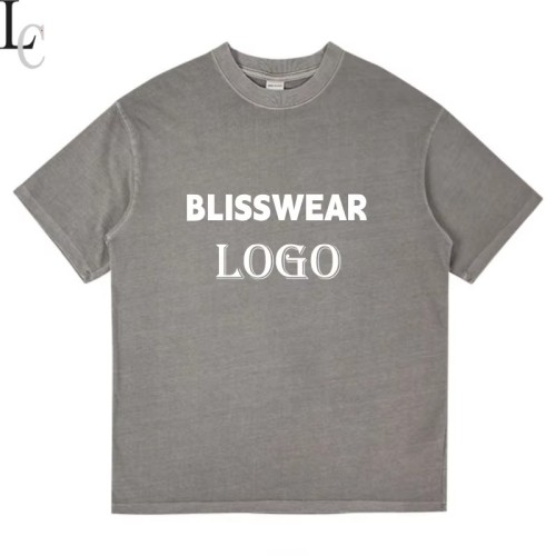 Custom Heavyweight T-shirt Washed Vintage t Shirt Acid Wash Distressed 100% Cotton