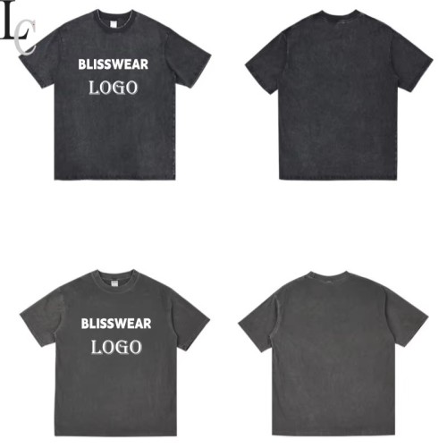 Custom Heavyweight T-shirt Washed Vintage t Shirt Acid Wash Distressed 100% Cotton