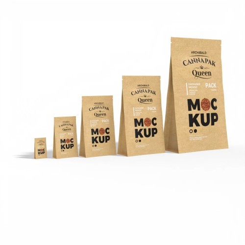 Glossy Kraft Three Side Seal Zipper Gummy Pouch Custom Stand up Tobacco Bag Smell Proof Dry Flower Package