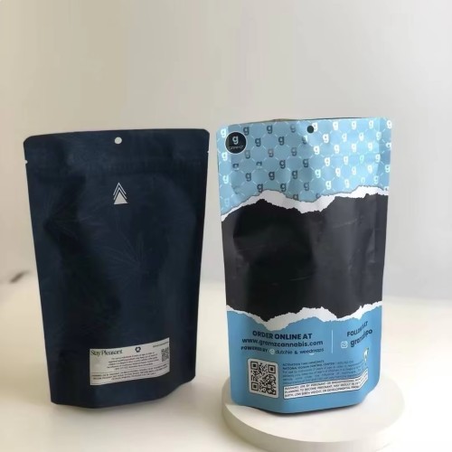 Glossy Kraft Three Side Seal Zipper Gummy Pouch Custom Stand up Tobacco Bag Smell Proof Dry Flower Package