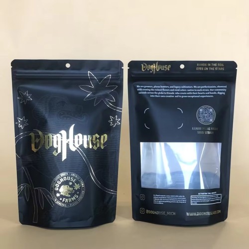 Glossy Kraft Three Side Seal Zipper Gummy Pouch Custom Stand up Tobacco Bag Smell Proof Dry Flower Package