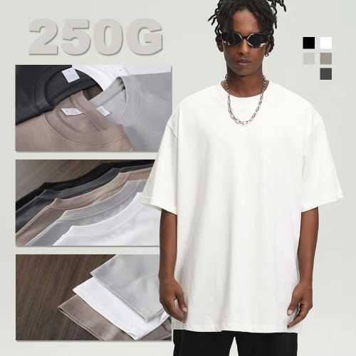 Custom Brand Cotton Tee Shirts Oversized Brand Unisex T Shirt 250 Gsm Heavyweight Men'S T-Shirts