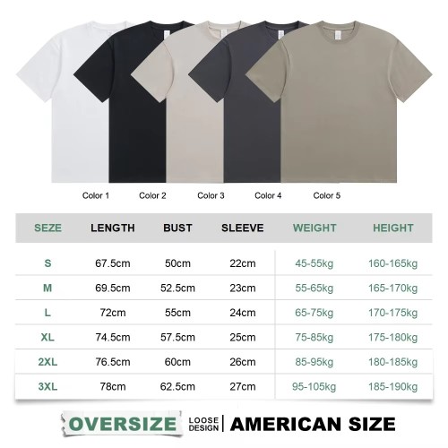 Custom Brand Cotton Tee Shirts Oversized Brand Unisex T Shirt 250 Gsm Heavyweight Men'S T-Shirts