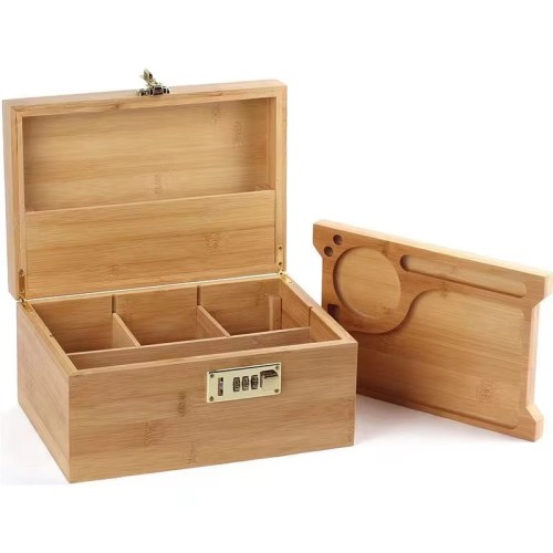 Custom Logo Wooden Bamboo Box Wholesale Smoking Kit Set Herb Grinder Rolling Tray Tobacco Kit