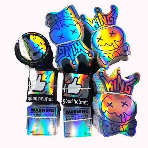 Customized Logo Holographic Vinyl Sticker Rainbow Effect Custom Laser Hologram Eggshell Label