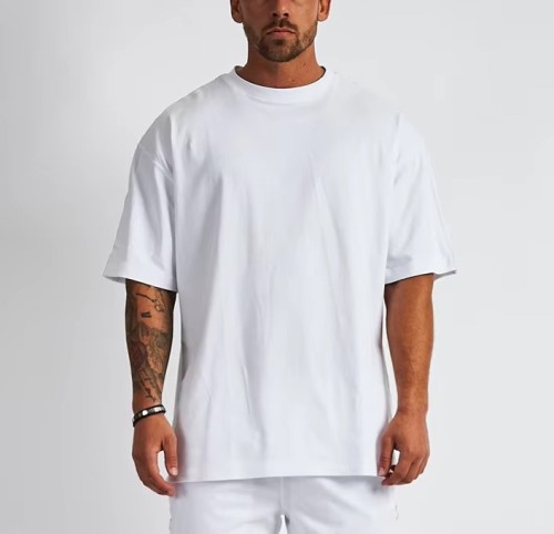 Custom Brand Plain Oversized Blank Loose Fit White Cotton Tshirt Men Polyester White t Shirt