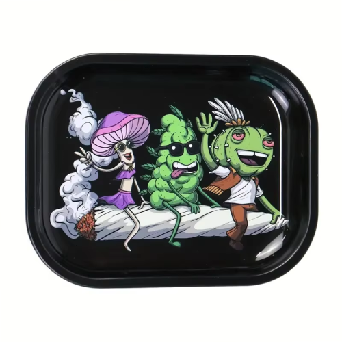 Wholesale High Quality Full Custom Printed Plain Herb Tobacco Metal Tin Rolling Tray Melamine Plates