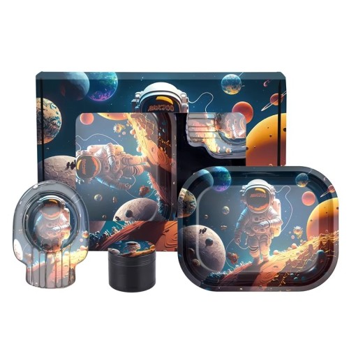 Smoking Accessories 4PCS Sets One Glass Ashtrays Combination Rolling Tray Grinder Customize Smoking Kit Set