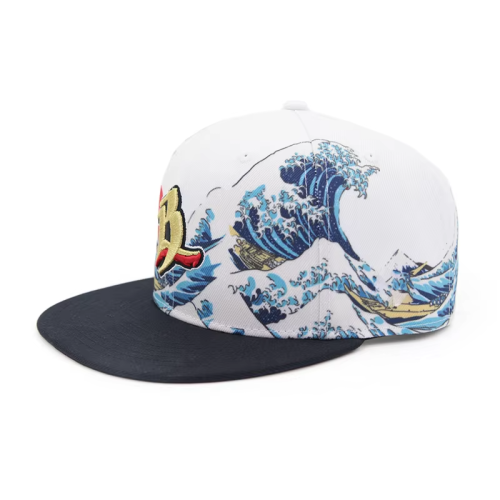Cap S M L Size 3D Embroidery Gold Line Fitted Hat Flat Brim 6 Panel Heat Transfer Printing Pattern