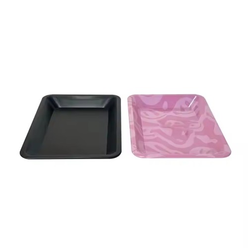 Custom Logo Black and White 27.5*17.5cm Large Metal Iron Rolling Tray with Magnetic Lid