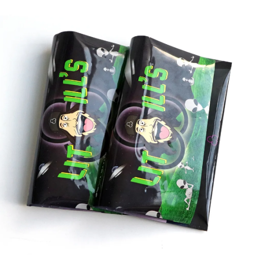 Cheap Price Customized Flat Zipper Golden Tobacco Leaf 25g 50g Bag Hand Rolling Empty Tobacco Pouches