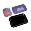 Custom Logo Black and White 27.5*17.5cm Large Metal Iron Rolling Tray with Magnetic Lid