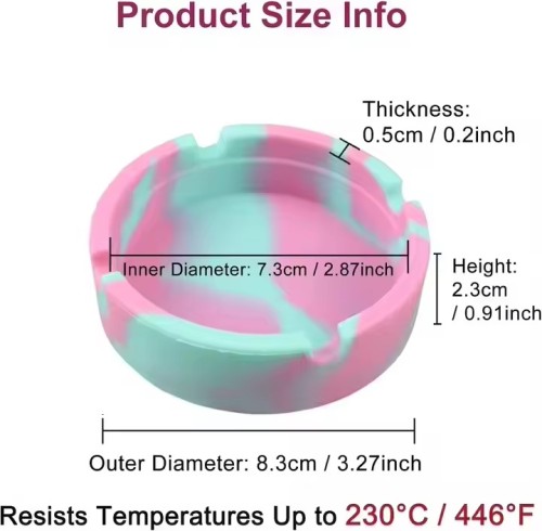 Custom Logo Silicone Round Ashtray Cigarette Custom Design Ash Tray Other Smoking Accessories