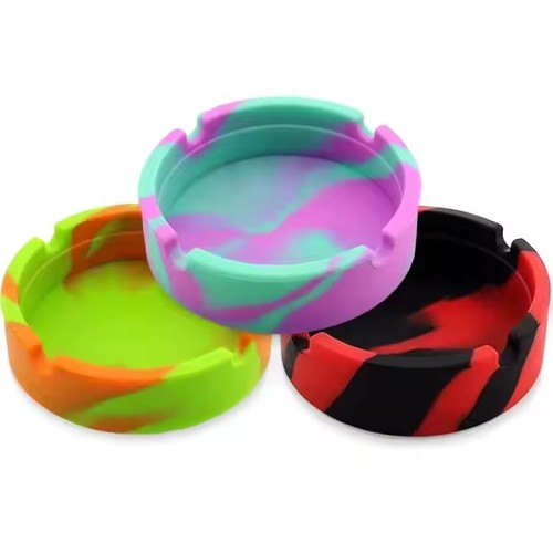 Custom Logo Silicone Round Ashtray Cigarette Custom Design Ash Tray Other Smoking Accessories