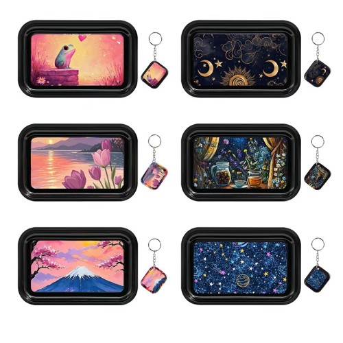 2025 New Design Rolling Tray with Key-chain Kit Hot Sale Set for Smoking 2 in 1 Tray Kit for Rolling