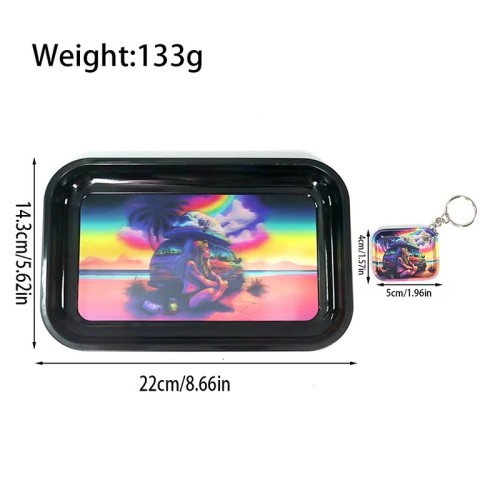 2025 New Design Rolling Tray with Key-chain Kit Hot Sale Set for Smoking 2 in 1 Tray Kit for Rolling