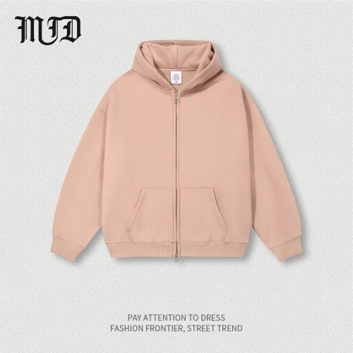 Wholesale Trendy Brand Autumn/Winter Plush Loose Zipper Jacket Solid Color Hoodie Hoodie Customized Brand Manufacturer