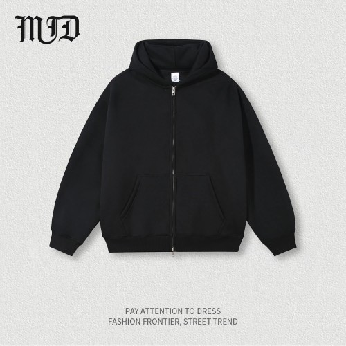 Wholesale Trendy Brand Autumn/Winter Plush Loose Zipper Jacket Solid Color Hoodie Hoodie Customized Brand Manufacturer
