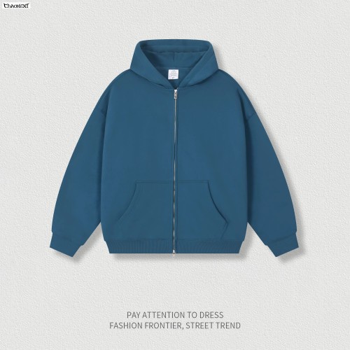 Wholesale Trendy Brand Autumn/Winter Plush Loose Zipper Jacket Solid Color Hoodie Hoodie Customized Brand Manufacturer