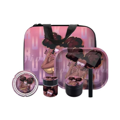 Factory Wholesale Customization Smoke Kit Portable Glass Bottle Herb Grinder Set
