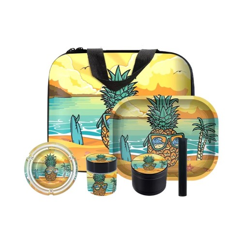 Factory Wholesale Customization Smoke Kit Portable Glass Bottle Herb Grinder Set