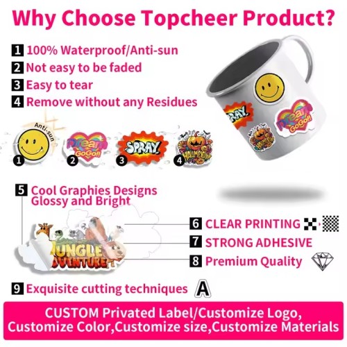 Custom Printed Adhesive Label Sticker Vinyl Waterproof UV Resistant Sticker Die Cut Sticker