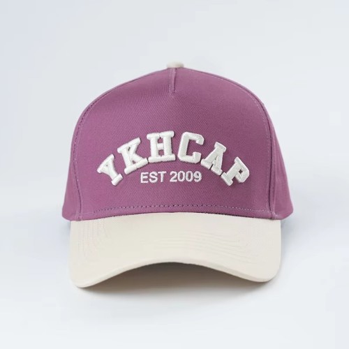 Wholesale Custom Outdoor Sports 5 Panel Style Cotton Adjustable Baseball Cap 3D Embroidery Two Toned Hat