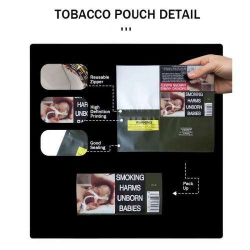 25g 50g Plastic Heat Seal Reusable Cigar Aluminum Foil Smoking Hermetic Tobacco Bag Rolling Tobacco Pouch Bag