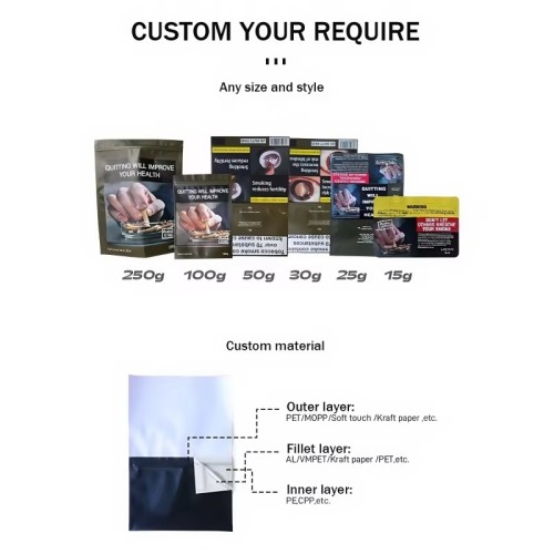 25g 50g Plastic Heat Seal Reusable Cigar Aluminum Foil Smoking Hermetic Tobacco Bag Rolling Tobacco Pouch Bag