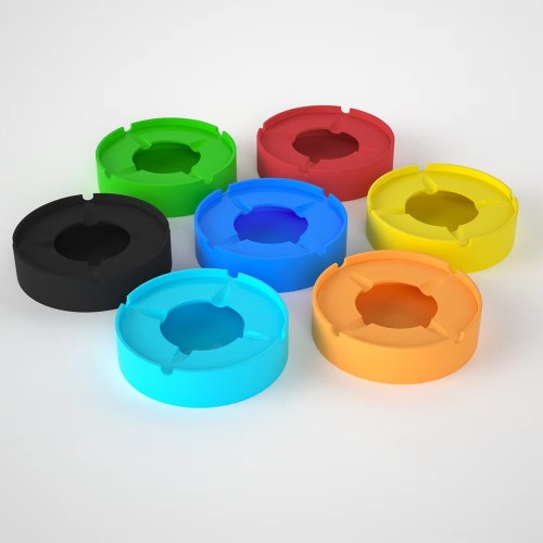 Eco-friendly Round Dustproof Silicone Ashtray With Lid Windproof Ashtray