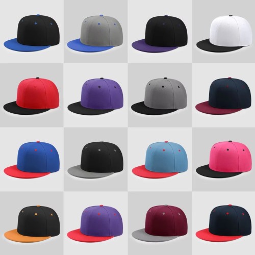 Wholesale Snap Back Caps Blank Snapback With Custom Logo Unisex Adults 6-Panel Flat Brim Hat for Hip Hop