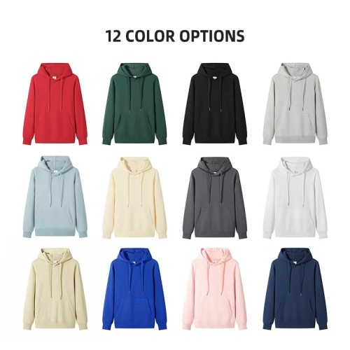 Wholesale 300grams 100% Cotton Heavy Warm Brushed Unisex Pullover Custom Printing Embroidery Logo Hoodies