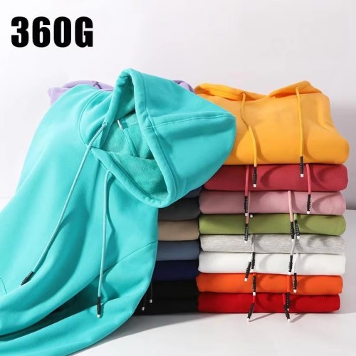 Autumn and Winter Heavyweight Hoodies Customized Printed Plush and Thickened Solid Color Men's Fashion Brand Customized