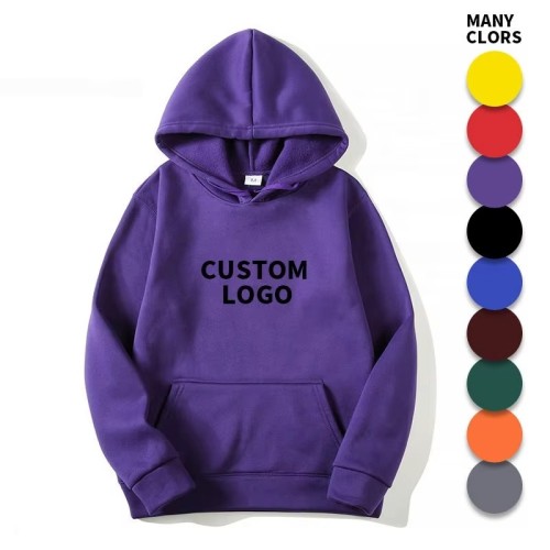 Autumn and Winter Heavyweight Hoodies Customized Printed Plush and Thickened Solid Color Men's Fashion Brand Customized