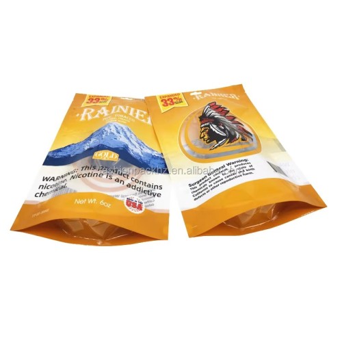 Resealable Custom Tobacco Rolling Smoking Stand up Pouch With Zipper