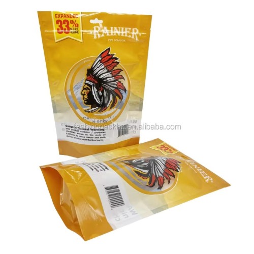 Resealable Custom Tobacco Rolling Smoking Stand up Pouch With Zipper