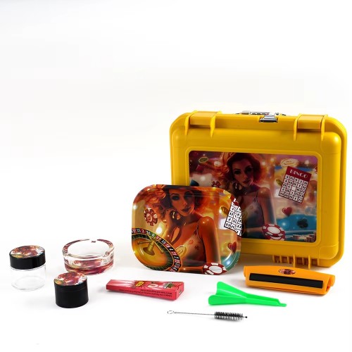 Portable Smoking Kit Sets With Rolling Tray Mix Color Smoking Set With Roller and Cone Multifunctional Smoking Kit