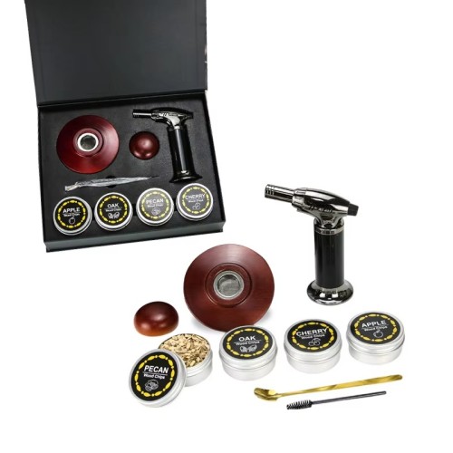 Old Drink Kit Birthday Bourbon Gift Whisky Smokers Torch Wood Cocktail Soak Kit Bar Tools Set for Whisky Smokers