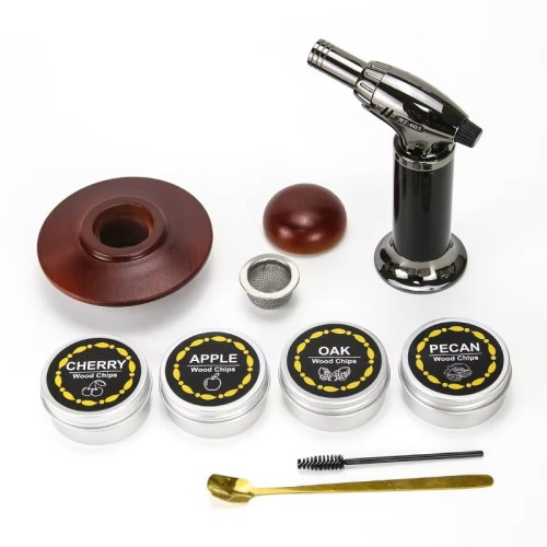 Old Drink Kit Birthday Bourbon Gift Whisky Smokers Torch Wood Cocktail Soak Kit Bar Tools Set for Whisky Smokers