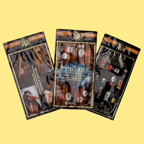 Custom Heat Sealable Aluminum Foil Mylar 3 Side Seal Tobacco Leaf Cigar Wraps Packaging Flat Bags