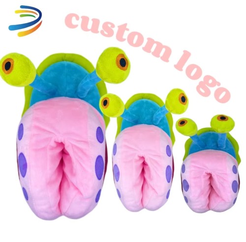 Soft Snail Slipper Warm Plush Fur Gary Outsole Indoor House Slipper Winter Sneaker Slipper