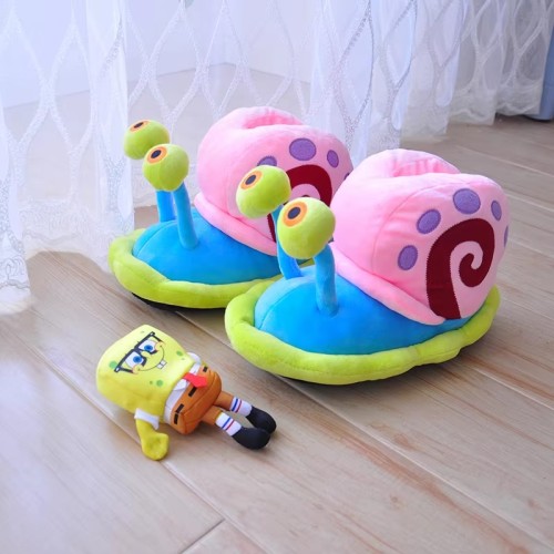 Soft Snail Slipper Warm Plush Fur Gary Outsole Indoor House Slipper Winter Sneaker Slipper