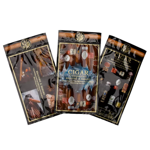 Custom Heat Sealable Aluminum Foil Mylar 3 Side Seal Tobacco Leaf Cigar Wraps Packaging Flat Bags