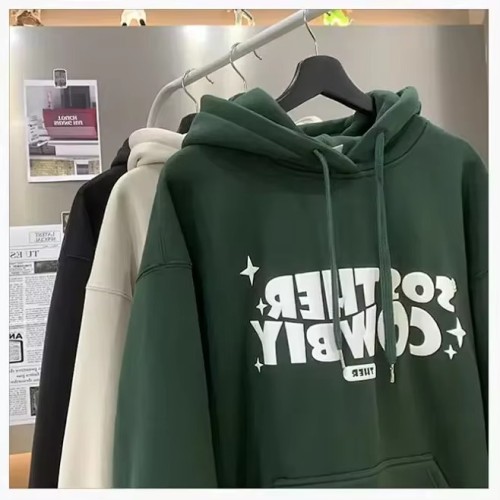 Hoodie Custom Embroidered Brand Logo Plain Black Puff Printing Men's Sweatshirt for Men