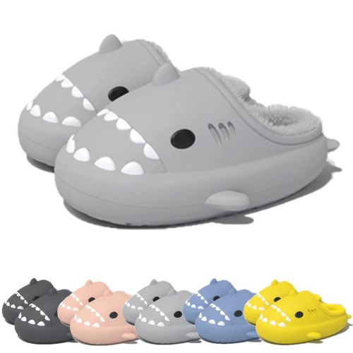 Cozy Winter Fashion House Slippers Cute Plush Shark Slides EVA Insole Fur Lining Anti-Slip Shark Slides Slipper