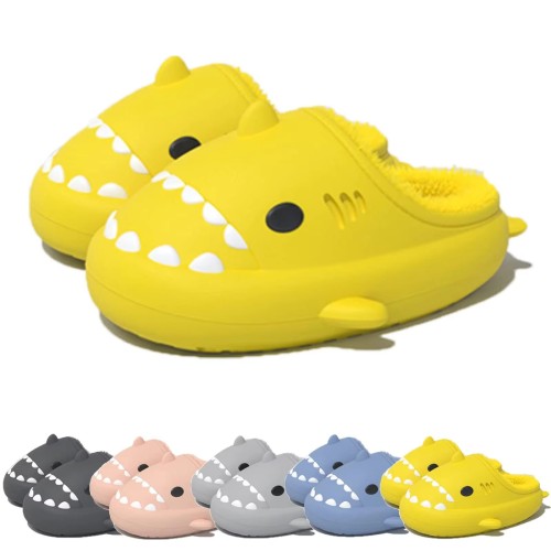Cozy Winter Fashion House Slippers Cute Plush Shark Slides EVA Insole Fur Lining Anti-Slip Shark Slides Slipper